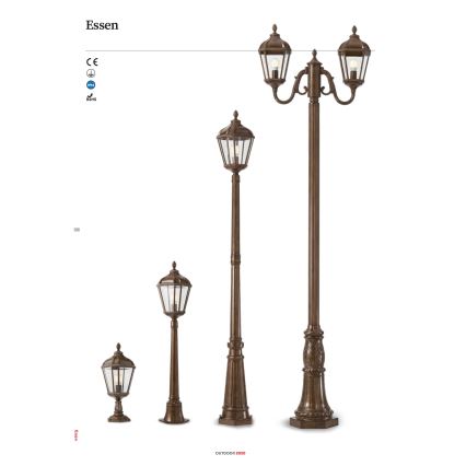 Redo 9662 - Lampă de exterior ESSEN 1xE27/70W/230V 221,5 cm IP44 maro/patină