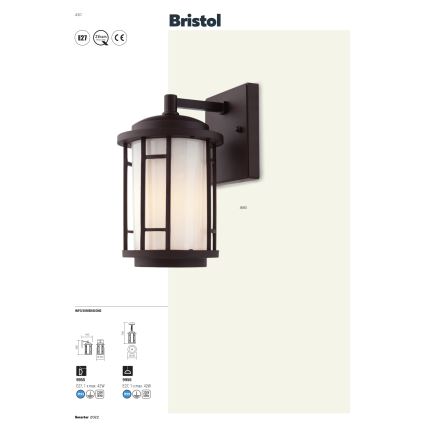 Redo 9956 - Lustră de exterior BRISTOL suspendată pe lanț 1xE27/42W/230V IP23