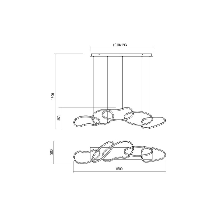 Redo 01-3393 - Lustră LED BIAS, dimabilă, suspendată pe cablu, 120W/230V, 3000/4500/6500K, CRI 90, negru