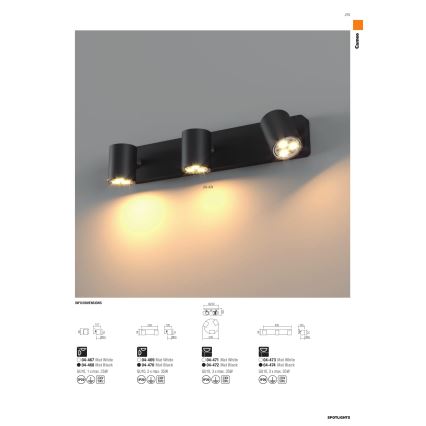Redo CAMEO 04-471 - Spot 3 x GU10 (max. 35 W), 230 V, alb