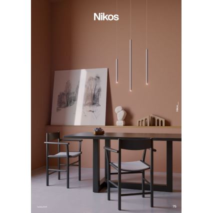 Redo NIKOS 01-3859 - Lampă suspendată LED pe cablu, 8W, 230V, 3000K, CRI 90, Ø 6 cm, alb