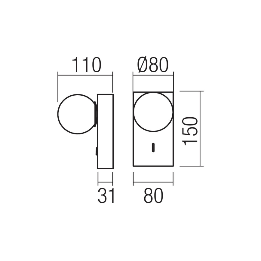 Redo NORMA 01-4656 - Aplica de perete LED/5W/230V CRI 90 USB albă