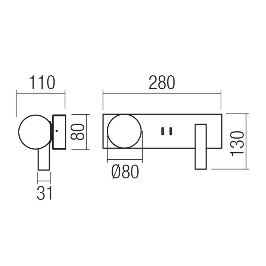 Redo 01-4662 - Lampă de perete LED NORMA, LED 5W/230V + LED 3W CRI 90, USB, alb/bronzat