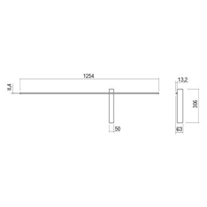 Redo 01-2201 - Aplică LED de perete TANGENT, 14W, 230V, 3000K, 125,4 cm, neagră