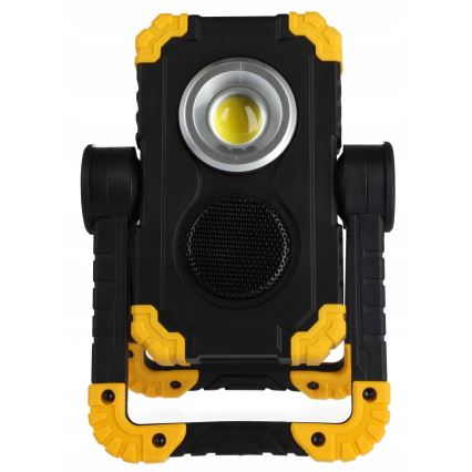 Proiector LED reîncărcabil cu difuzor și funcție powerbank LED/10W/5V 4400 mAh IP44 negru/galben