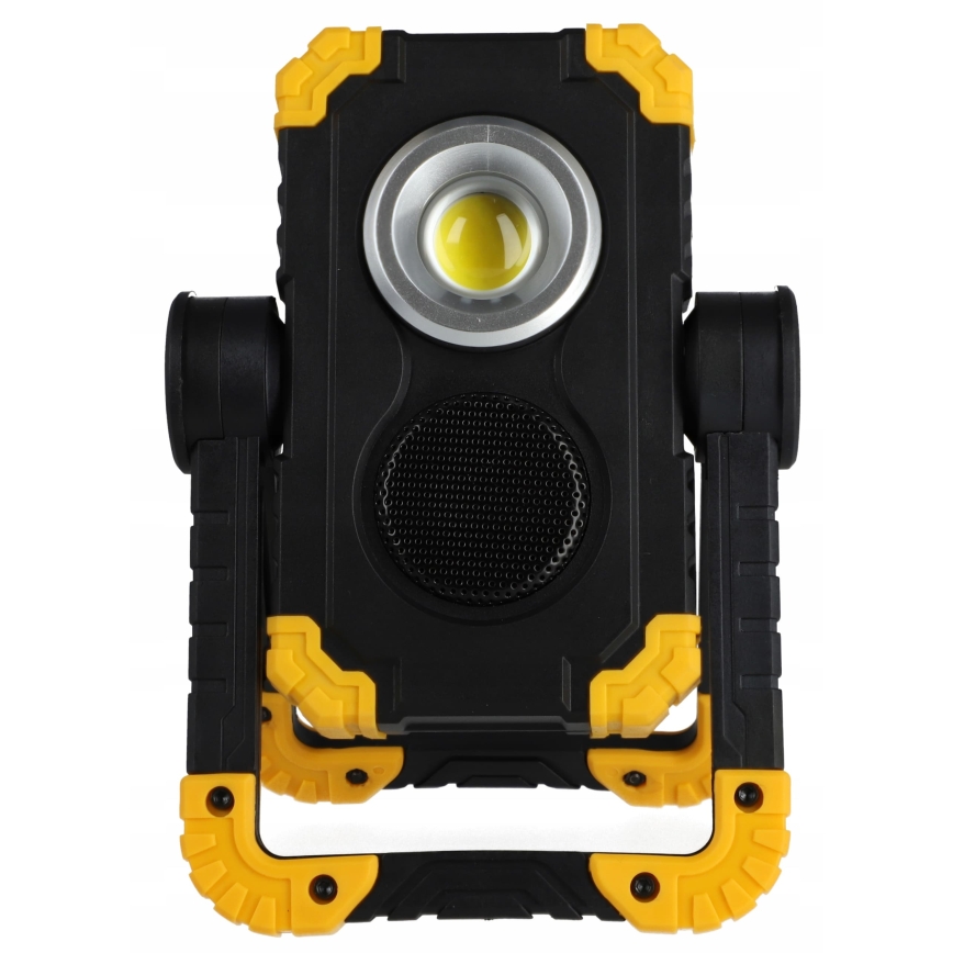 Proiector LED reîncărcabil cu difuzor și funcție powerbank LED/10W/5V 4400 mAh IP44 negru/galben