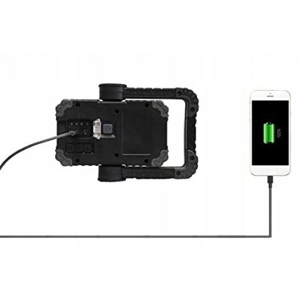 Proiector LED reîncărcabil cu difuzor și funcție powerbank LED/10W/5V 4400 mAh IP44 negru/galben