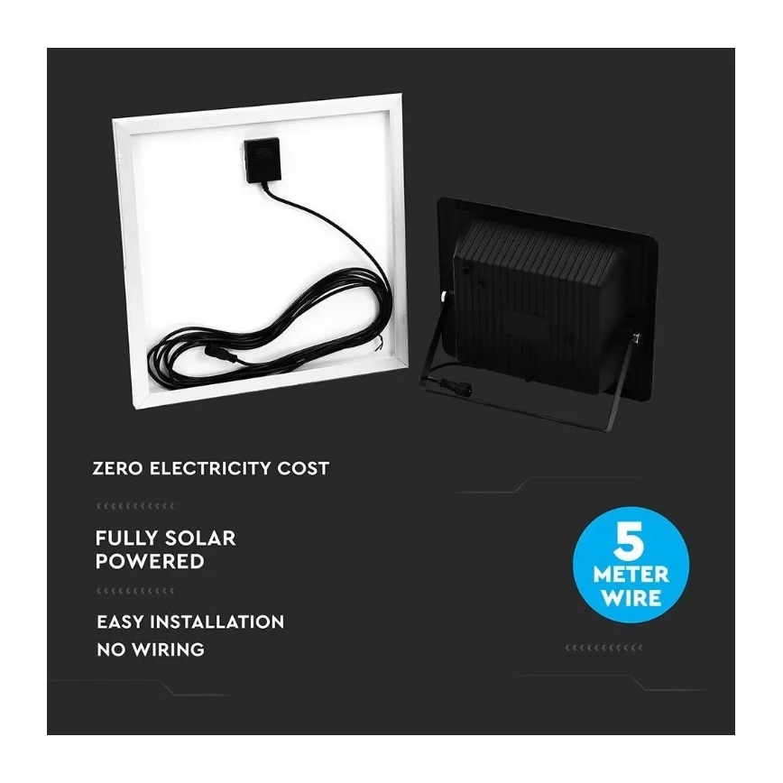 Proiector solar LED reglabil LED/20W/6,4V 4000K IP65 10000 mAh + telecomandă