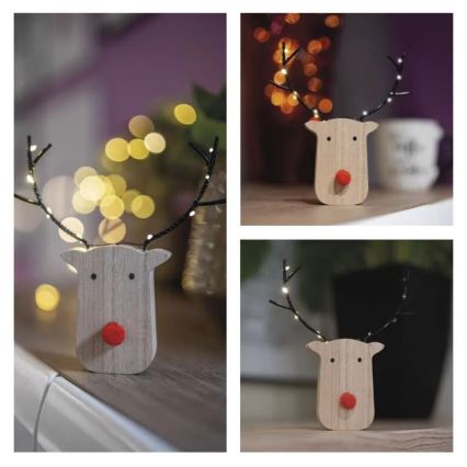 Ren decorativ LED de Crăciun, 8xLED/2xAAA