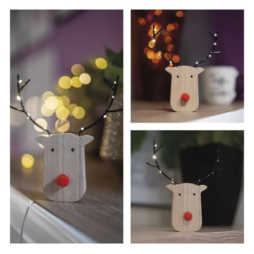 Ren decorativ LED de Crăciun, 8xLED/2xAAA