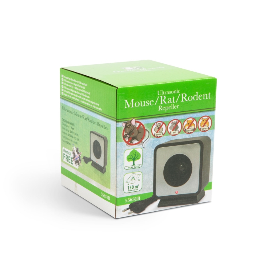 Repelent ultrasonic pentru rozătoare 1W/230V, negru