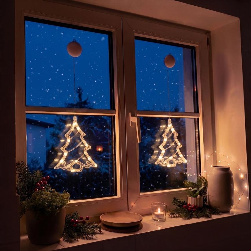 Decorațiune de Crăciun LED/3xAAA, alb cald, brăduț