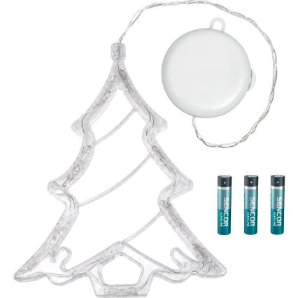 Decorațiune de Crăciun LED/3xAAA, alb cald, brăduț
