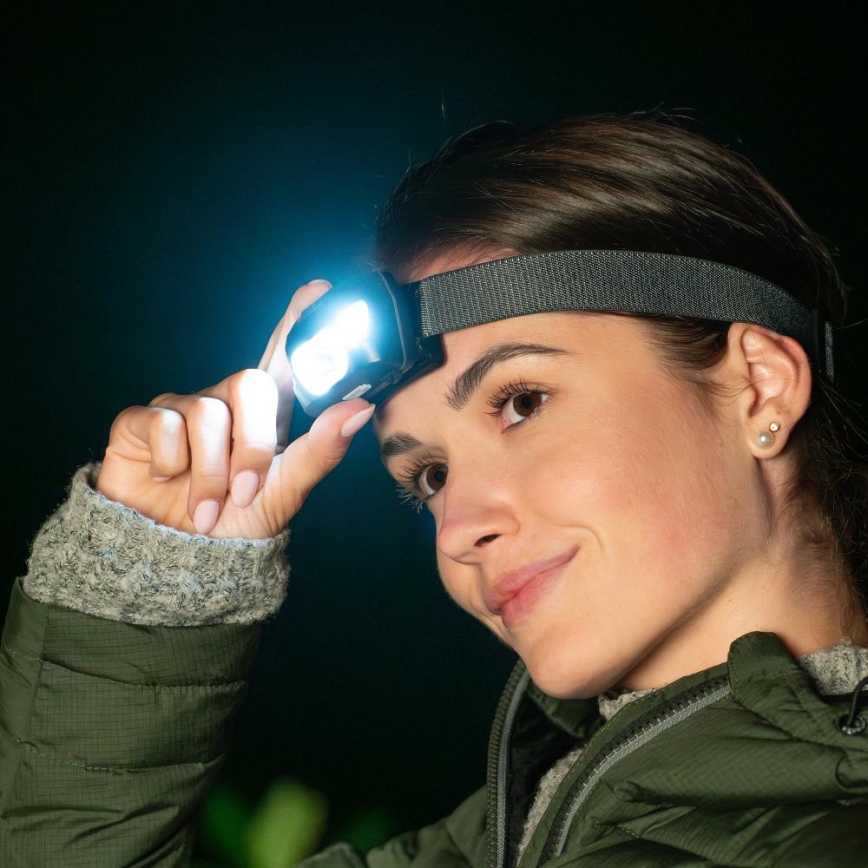 Lanternă frontală reîncărcabilă LED/3W/1200 mAh IP44 neagră
