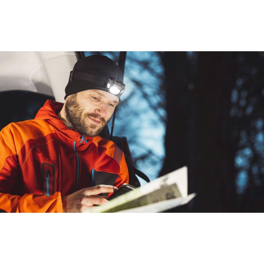 Lanternă frontală reîncărcabilă LED/3W/1200 mAh IP44 neagră