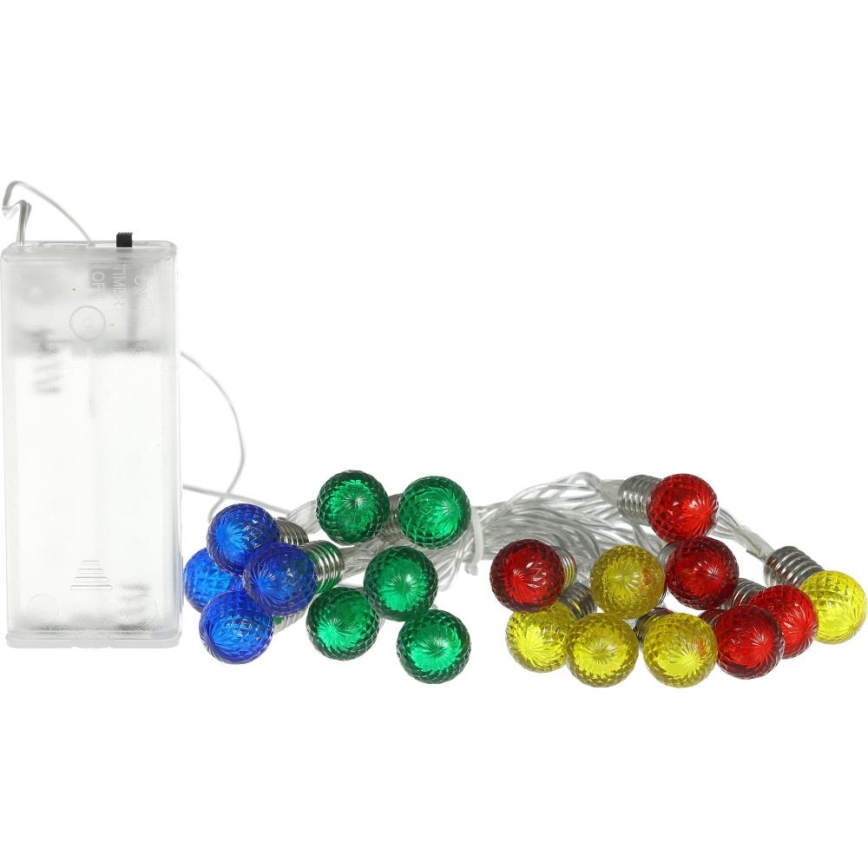 Ghirlandă LED cu 20 de becuri LED, alimentare 2xAA, alb cald, 1,8 m