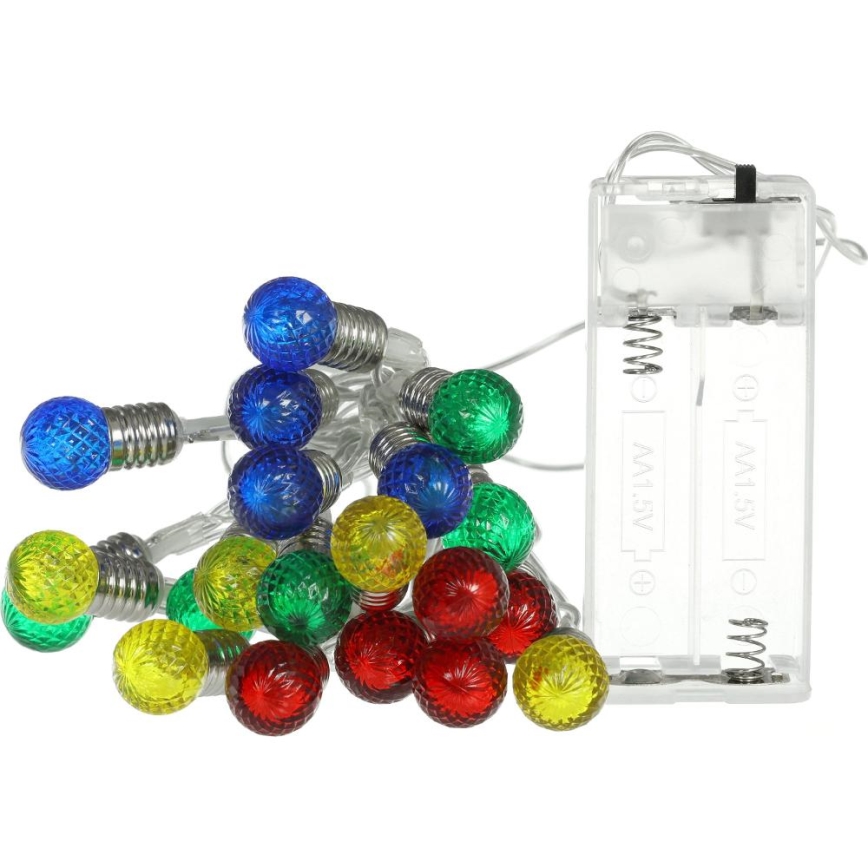 Ghirlandă LED cu 20 de becuri LED, alimentare 2xAA, alb cald, 1,8 m