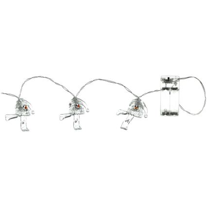 Ghirlandă luminoasă LED de Crăciun 10xLED/2xAA/alb cald 1,65m omuleți de zăpadă