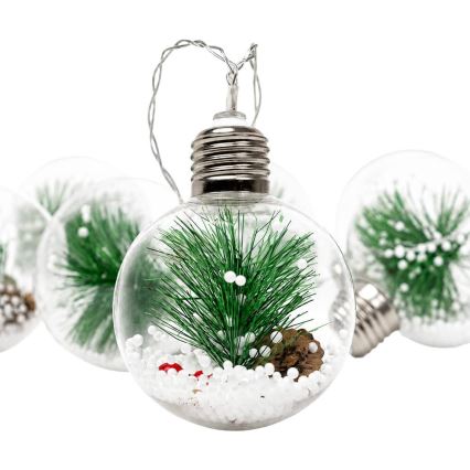 Ghirlandă LED de Crăciun 10xLED/3xAAA/alb cald 2,1m globuri