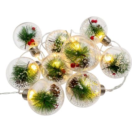 Ghirlandă LED de Crăciun 10xLED/3xAAA/alb cald 2,1m globuri