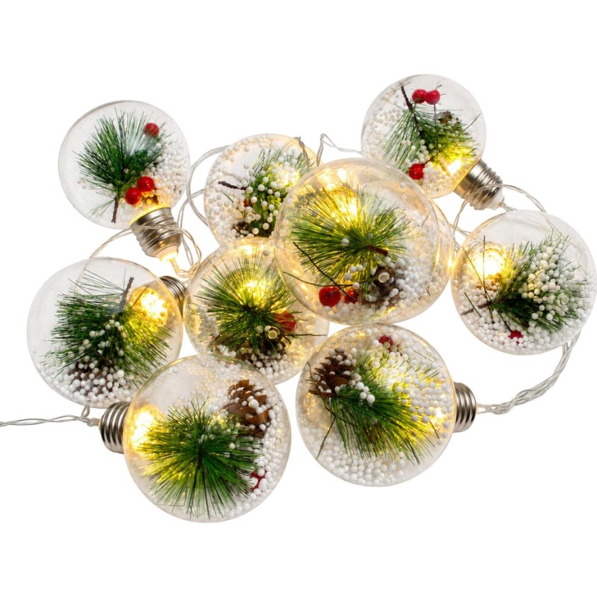 Ghirlandă LED de Crăciun 10xLED/3xAAA/alb cald 2,1m globuri