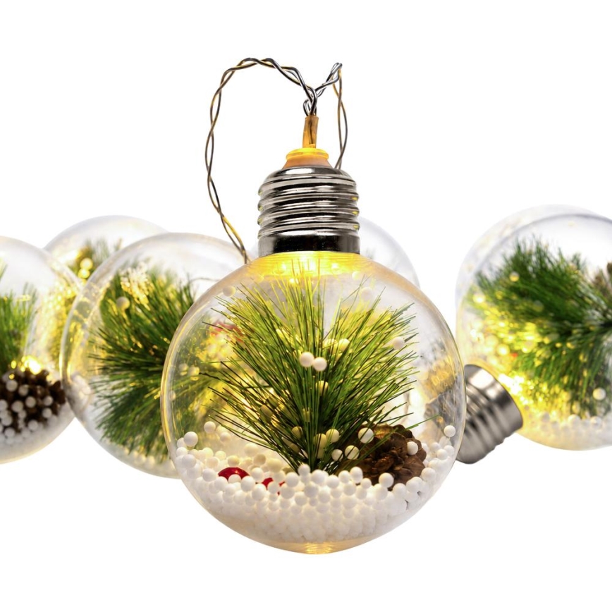Ghirlandă LED de Crăciun 10xLED/3xAAA/alb cald 2,1m globuri