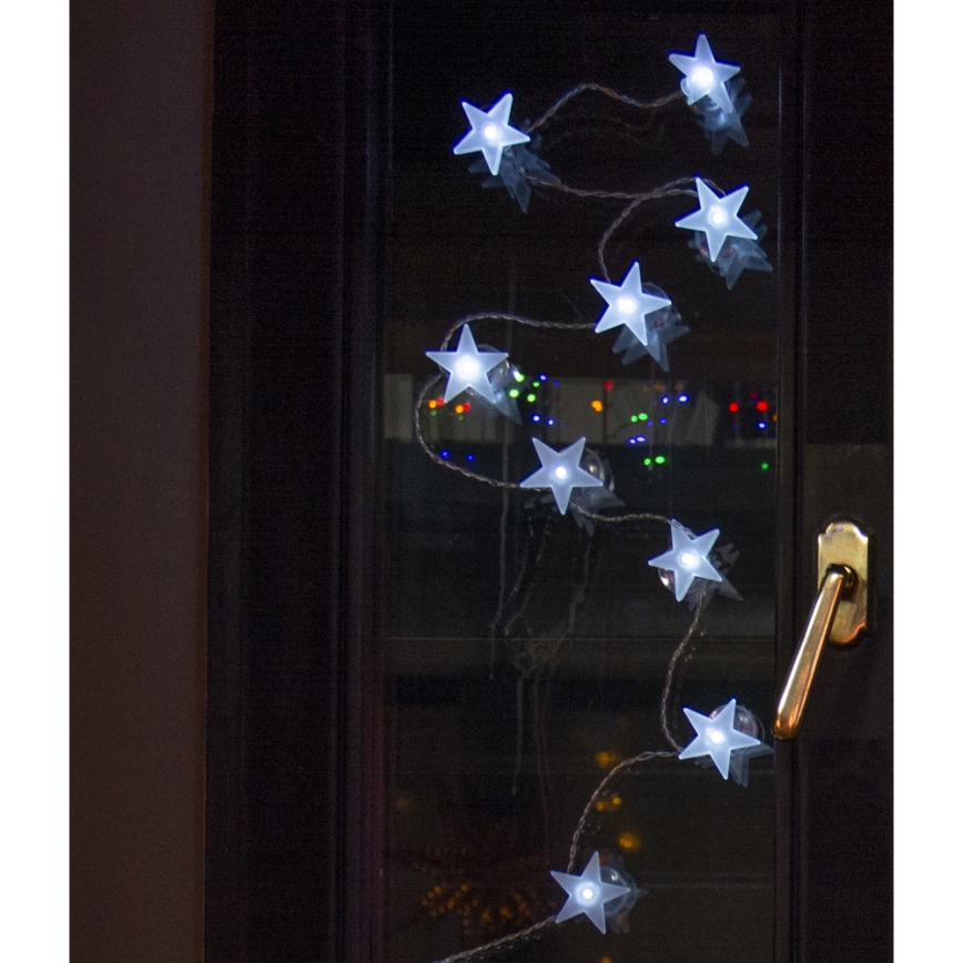 Ghirlandă luminoasă LED decorativă cu ventuze, 10x LED / 2x AA, 1,8 m, alb rece