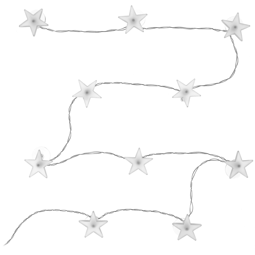 Ghirlandă luminoasă LED decorativă cu ventuze, 10x LED / 2x AA, 1,8 m, alb rece