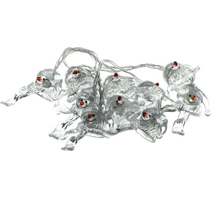 Ghirlandă LED 10xLED/2xAA/alb cald 1,65m omuleți de zăpadă