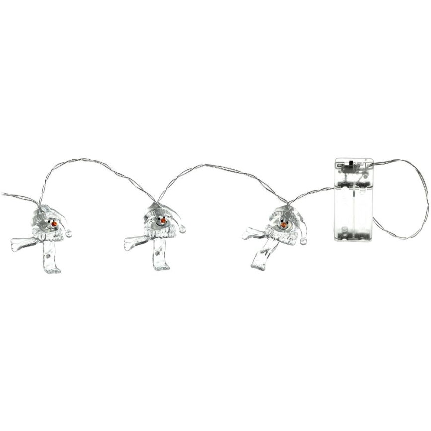 Ghirlandă LED 10xLED/2xAA/alb cald 1,65m omuleți de zăpadă
