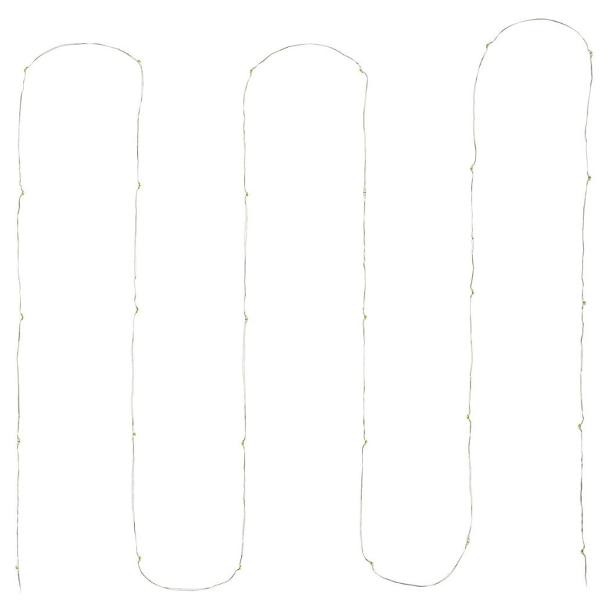 Ghirlandă LED, 30 LED, 3,3 m, alimentare 3xAA, alb cald