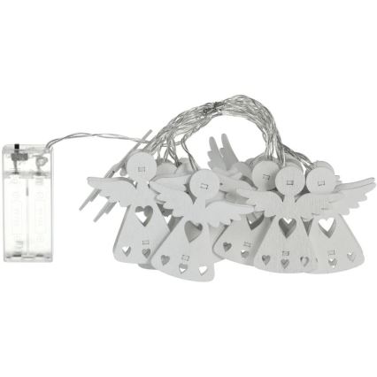 Ghirlandă LED de Crăciun 10xLED/2xAA/alb cald 2m îngeri