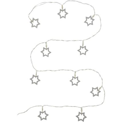 Ghirlandă LED decorativă, 10 LED, 1,8 m, alimentare 2x AA, alb cald