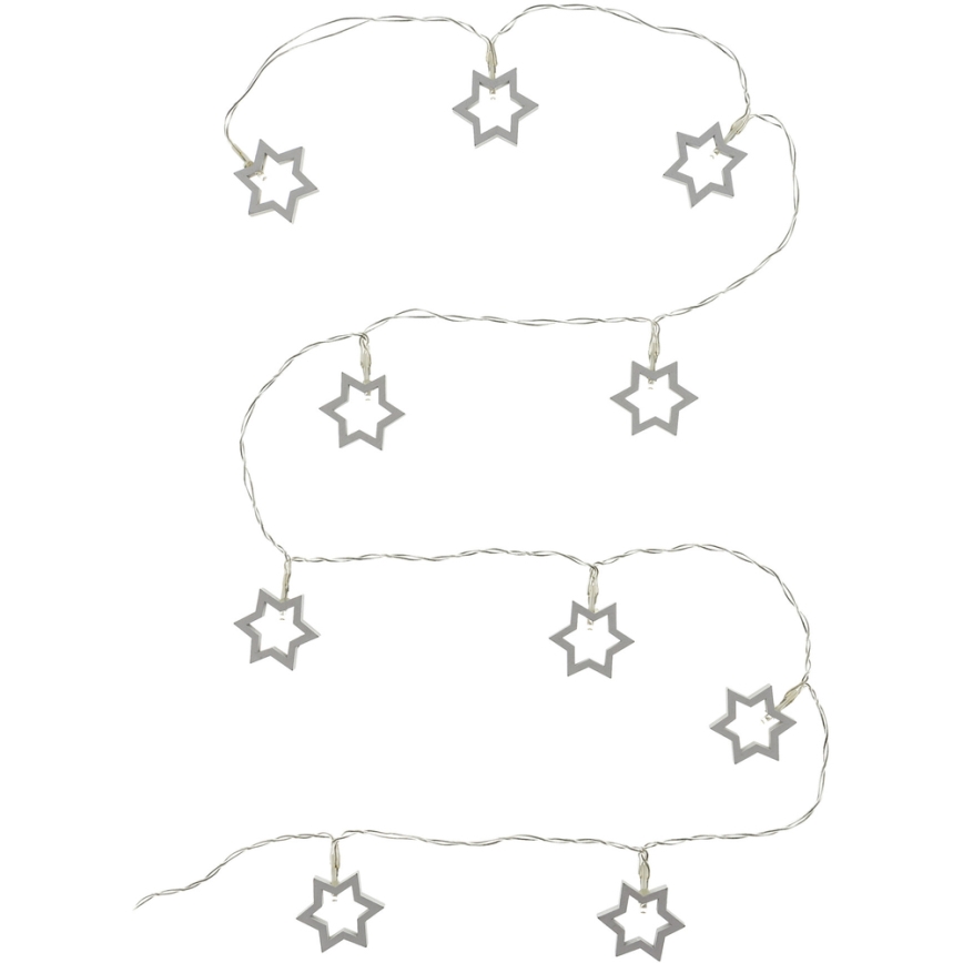 Ghirlandă LED decorativă, 10 LED, 1,8 m, alimentare 2x AA, alb cald