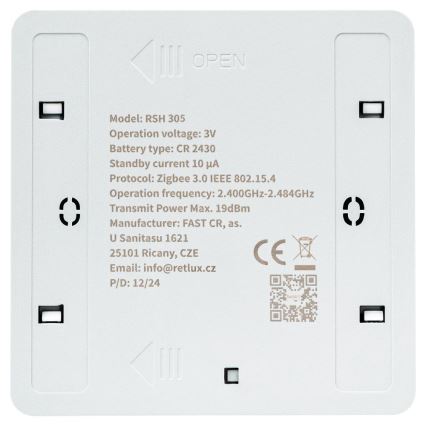 Comutator inteligent cu 4 butoane, 1x CR2430, alb