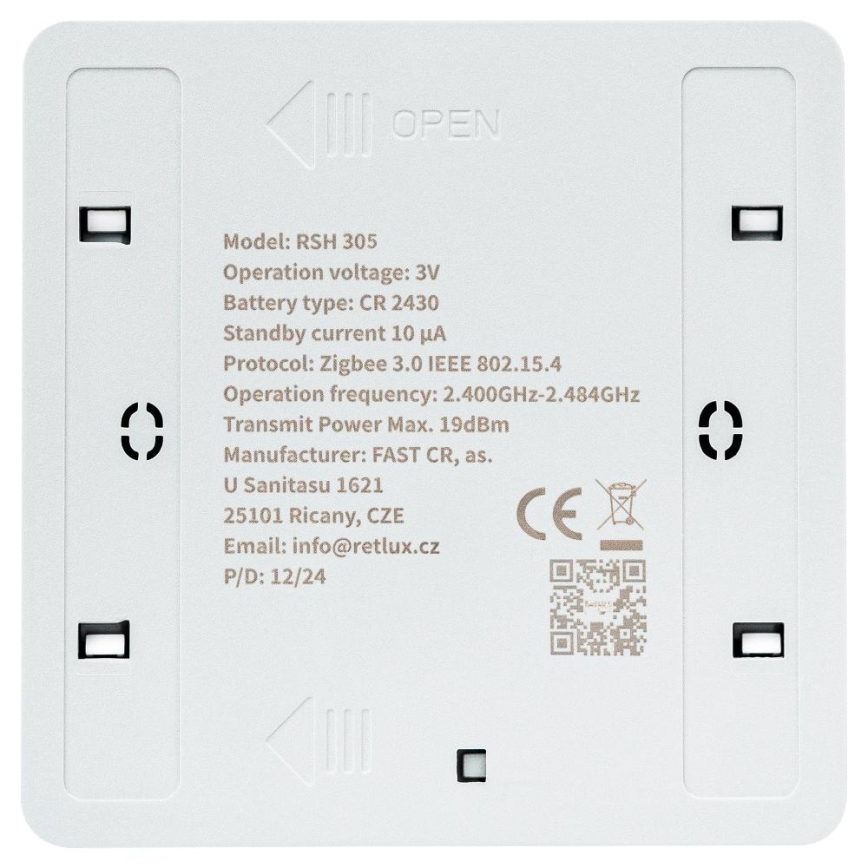 Comutator inteligent cu 4 butoane, 1x CR2430, alb