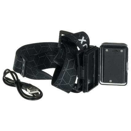 Lanternă frontală LED reîncărcabilă, 3 W, 1200 mAh, IP67, neagră