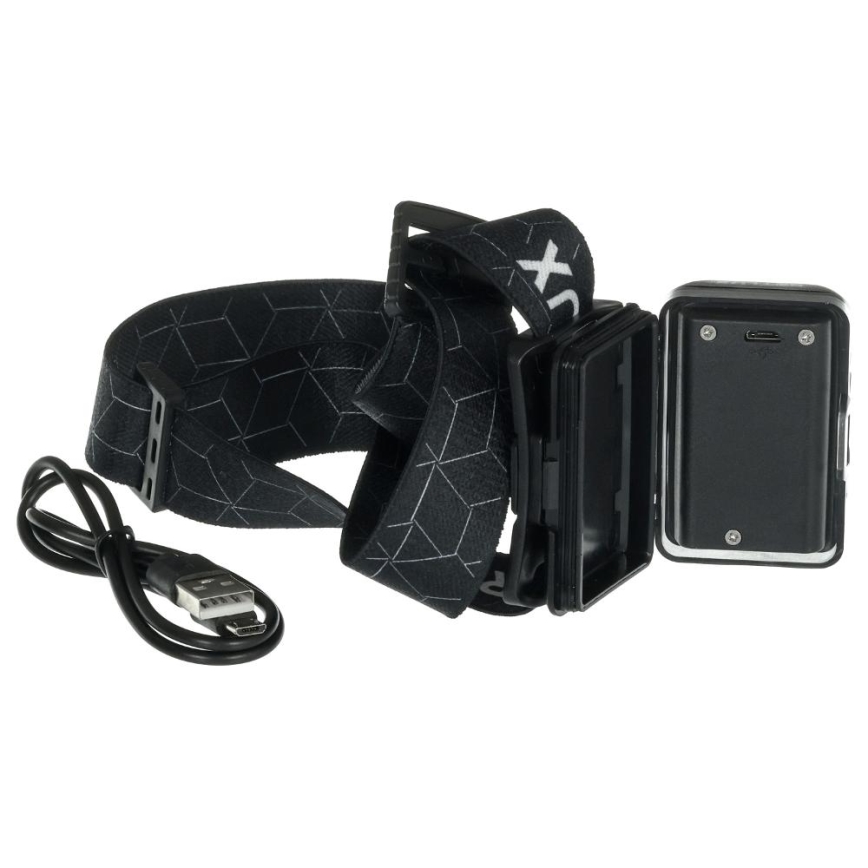 Lanternă frontală LED reîncărcabilă, 3 W, 1200 mAh, IP67, neagră