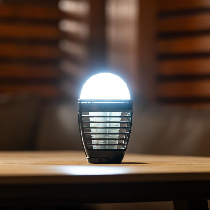 Retlux - Lampă LED portabilă reîncărcabilă cu capcană pentru insecte LED/5W/1800 mAh IP44 neagră