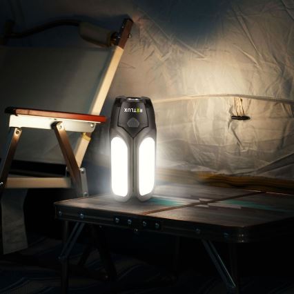 Lanternă LED reîncărcabilă pentru camping cu panou solar, 3 W, 1600 mAh, IPX4