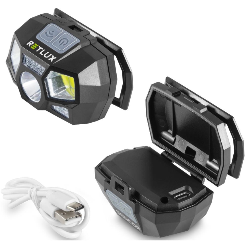 Frontală LED reîncărcabilă cu senzor, 3W, baterie 900 mAh, IP44, negru