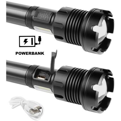 Lanternă LED din aluminiu cu încărcare și funcție powerbank LED/4400 mAh 2200 lm IP44