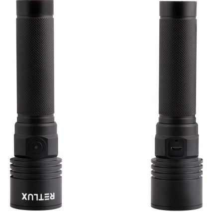 Lanternă LED reîncărcabilă din aluminiu, 3 W, 2000 mAh, IPX4, neagră