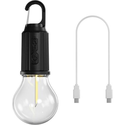 Retlux - Lanternă LED reîncărcabilă, reglabilă, 0,3W/USB, 400 mAh, IP44, neagră