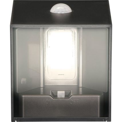 Aplica solară de perete cu senzor, LED 1 W, 3,7 V, 1200 mAh, IP44, neagră