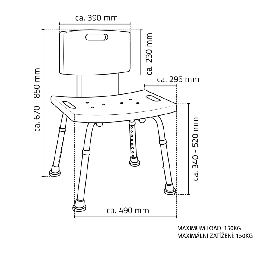 Ridder - Scaun cu spătar 49x85 alb