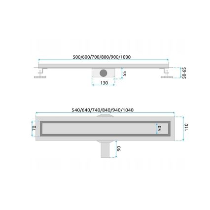 Rigolă de scurgere NEOX PRO 70 cm, oțel inoxidabil - REA-G5808