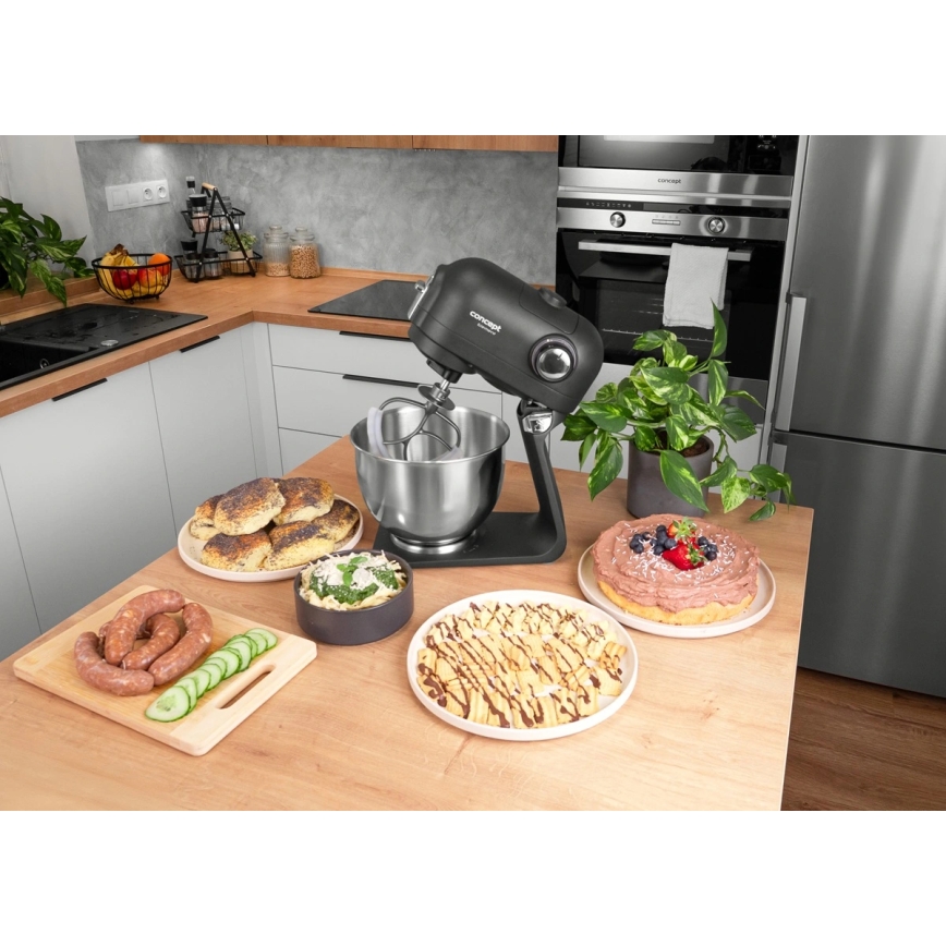 Robot de bucătărie Concept RM8000 cu bol din oțel inoxidabil, 1200 W / 230 V, negru