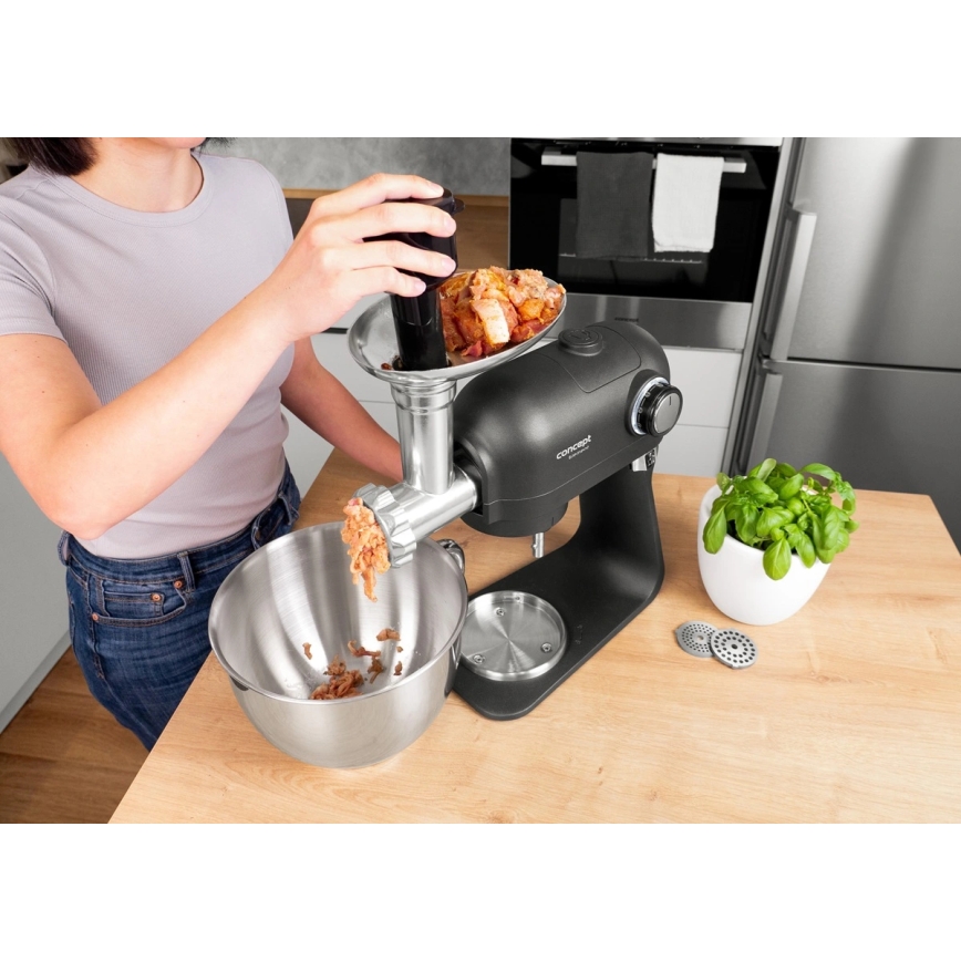 Robot de bucătărie Concept RM8000 cu bol din oțel inoxidabil, 1200 W / 230 V, negru