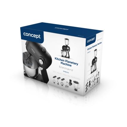 Robot de bucătărie Concept RM8000 cu bol din oțel inoxidabil, 1200 W / 230 V, negru